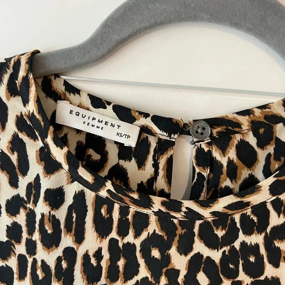 EQUIPMENT FEMME NEW Aubrey Leopard Print Silk Shift Dress XS - Picture 11 of 13